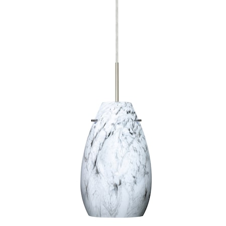 Besa Lighting Pera 9 Cord Pendant, Marble Grigio, Satin Nickel Finish, 1x100W Incandescent 1JT-4126MG-SN
